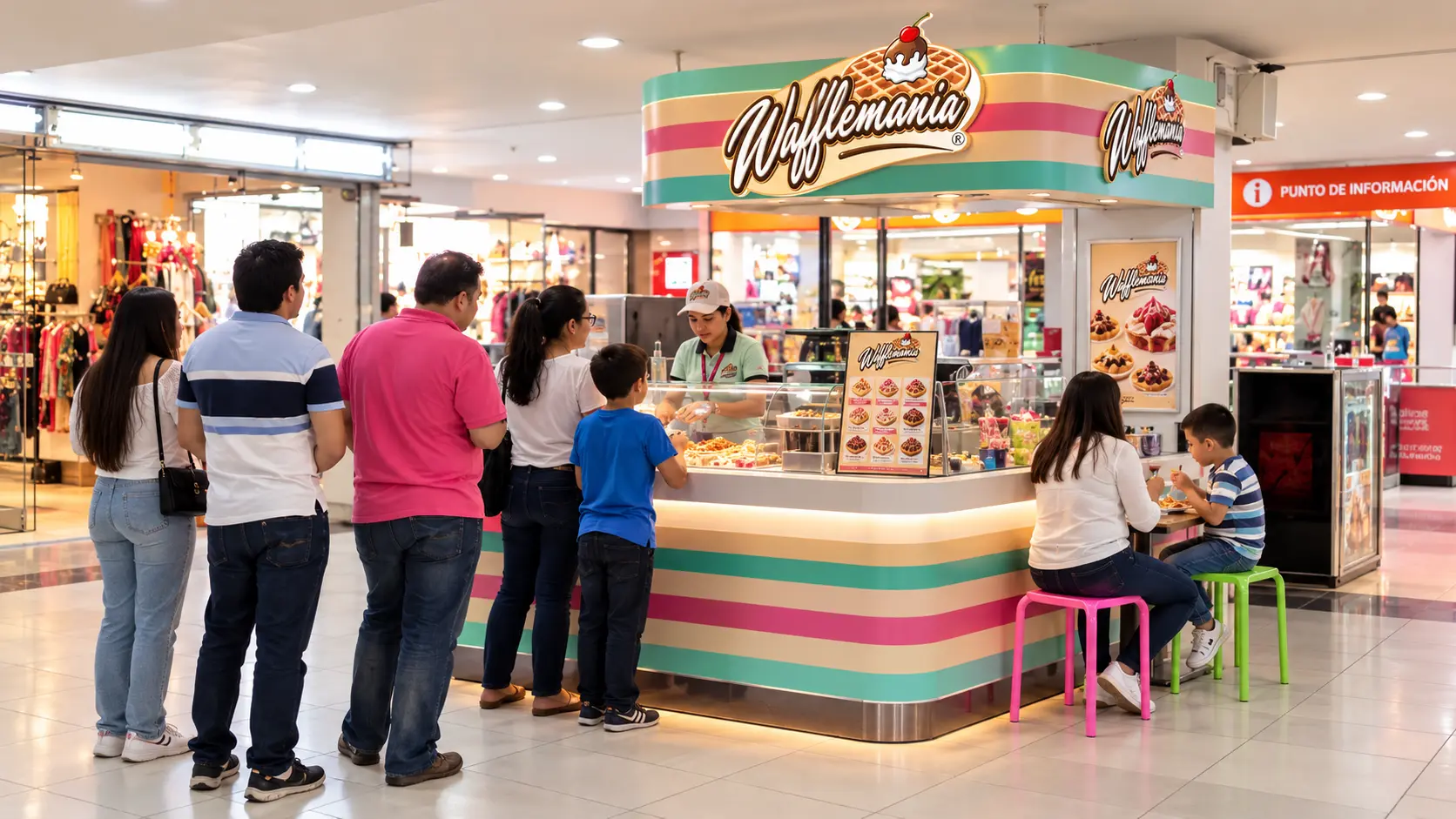 Familias en una estación Wafflemania