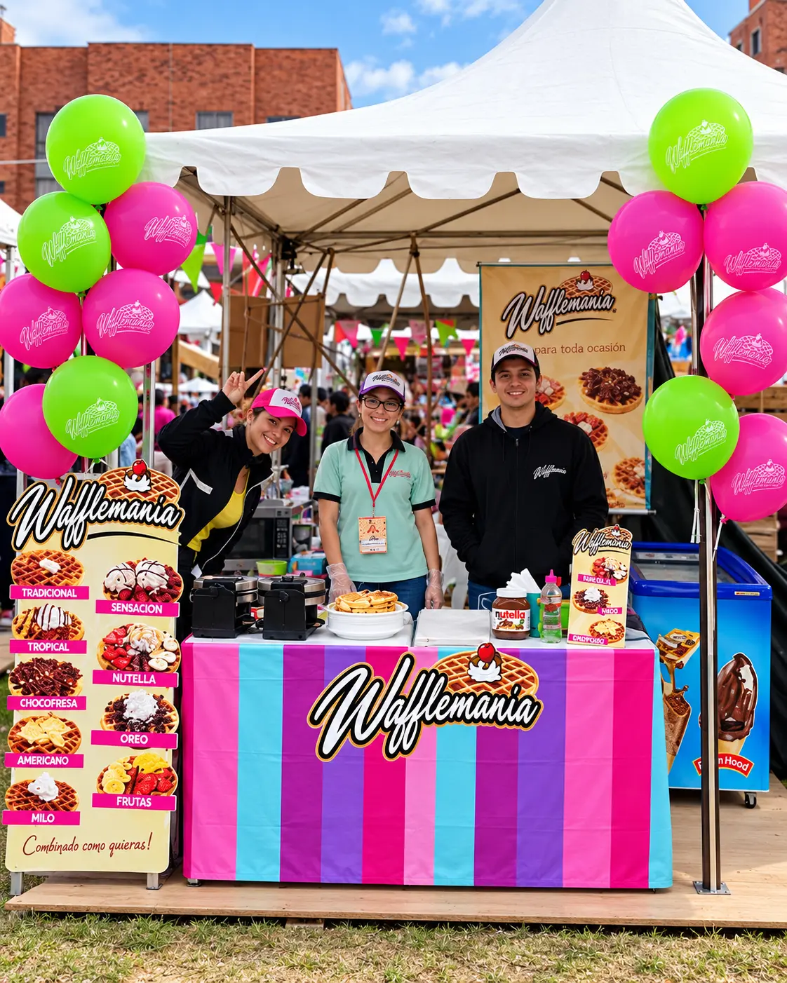 Equipo Wafflemania en un evento